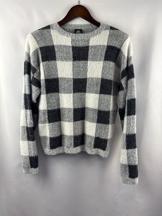 bobeau Sweaters - Women’s Bobeau Small White & Gray Plaid Sweater